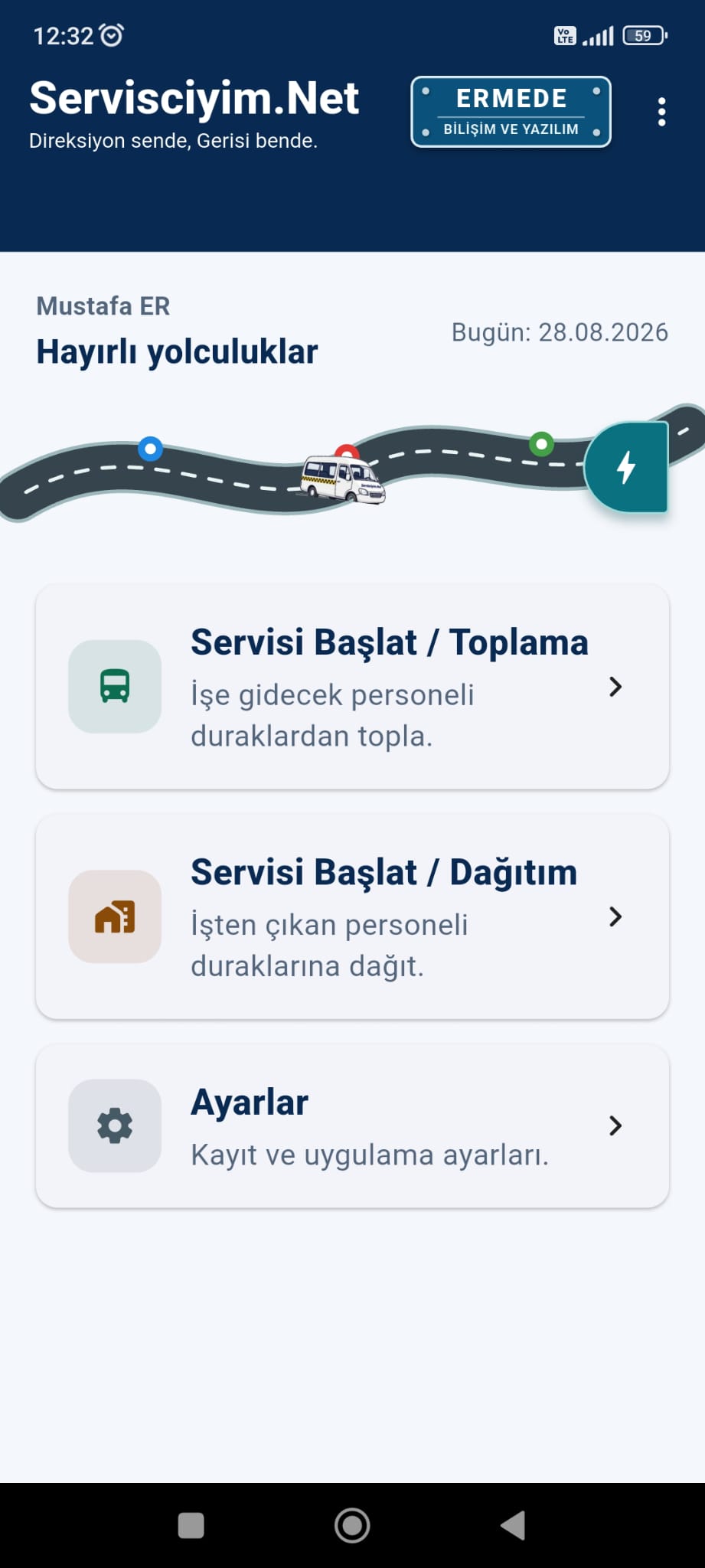 Servisciyim.Net uygulaması ana sayfası